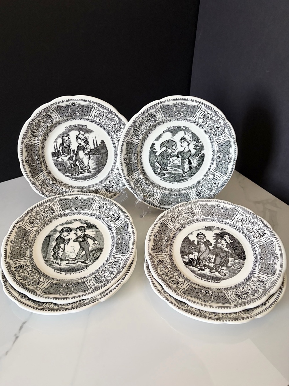 SET of 6 "Language of Flowers" Salad Plates by Gien